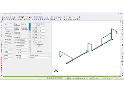 Capture d'écran d'un logiciel de calcul de flexibilité de tuyauterie