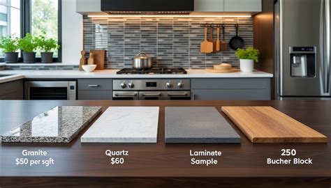 Tableau comparatif des matériaux de plan de travail