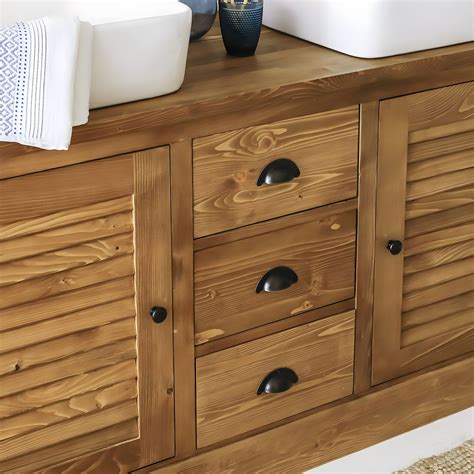 Meuble sous vasque en pin massif avec tiroirs