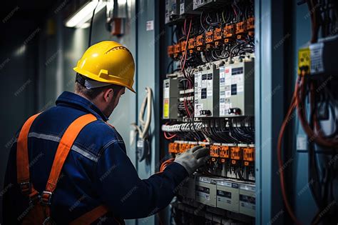 Électricien travaillant sur un tableau électrique