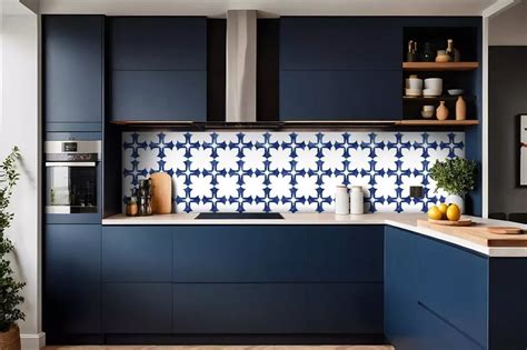 Exemple de cuisine avec crédence en carreaux de ciment