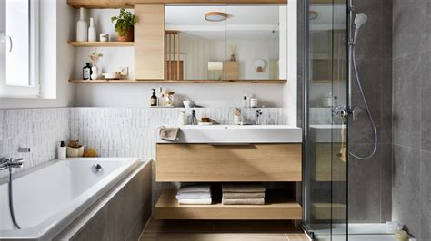 Schéma d'une installation de salle de bain moderne avec différents éléments