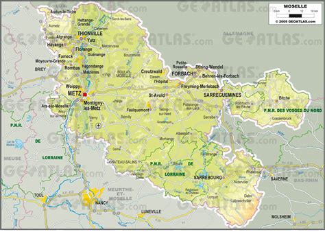 Carte de la Moselle avec Pont-à-Mousson mise en évidence
