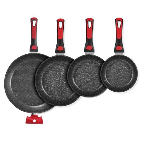 Schéma des différentes parties d'une poêle avec manche amovible