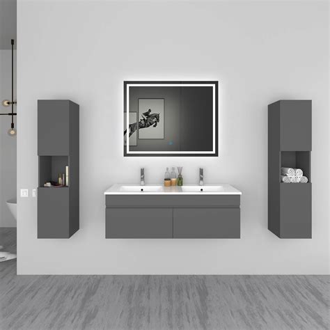Ensemble double vasque moderne avec miroir LED
