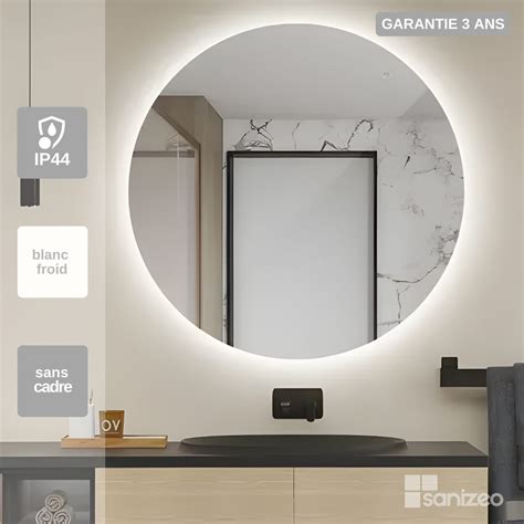 Miroir rond avec éclairage LED intégré