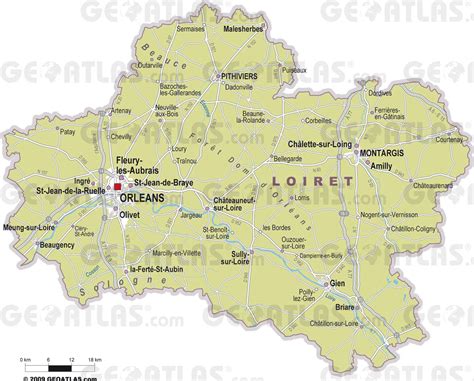 Carte du département du Loiret avec les principales villes