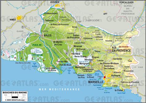 Carte du département des Bouches-du-Rhône avec Miramas mise en évidence