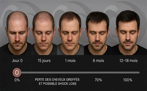 Graphique chronologique de la repousse des cheveux après une greffe