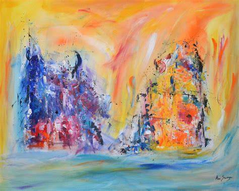 Tableau abstrait aux couleurs vives