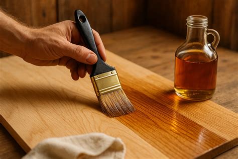 Application d'huile de lin sur un meuble en bois