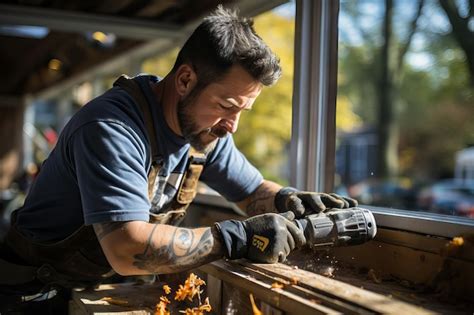 Charpentier travaillant sur une structure en bois