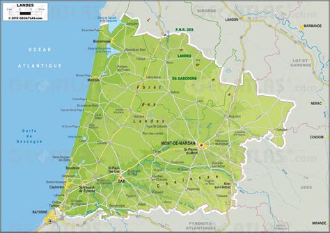 Carte de la région des Landes en France, mettant en évidence la forêt