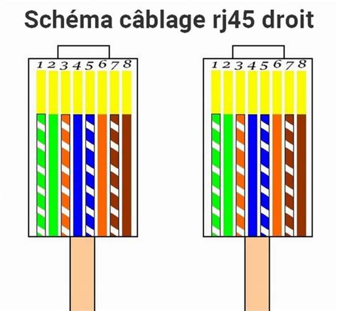 Schéma de câblage d'une prise RJ45
