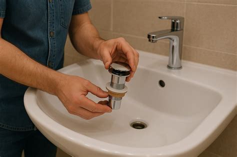 Infographie : Installation d'une bonde de lavabo sans outils