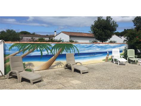 Fresque murale décor plage sur terrasse