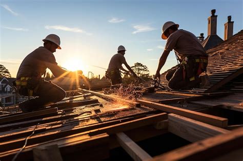 Techniciens travaillant sur une toiture