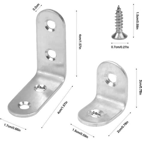 Schéma des différentes tailles et configurations d'équerres de fixation