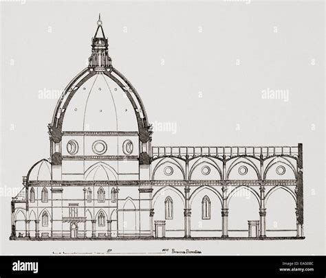 Plan initial de la cathédrale Santa Maria del Fiore par Arnolfo di Cambio