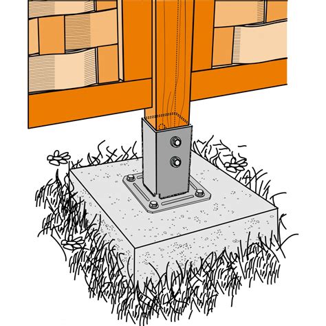 Platine de poteau sur plot béton