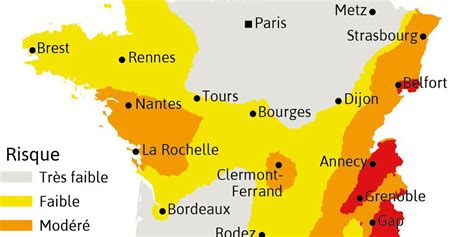 Carte des risques sismiques potentiels en Croatie