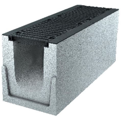 Schéma d'un caniveau en béton avec grille en fonte