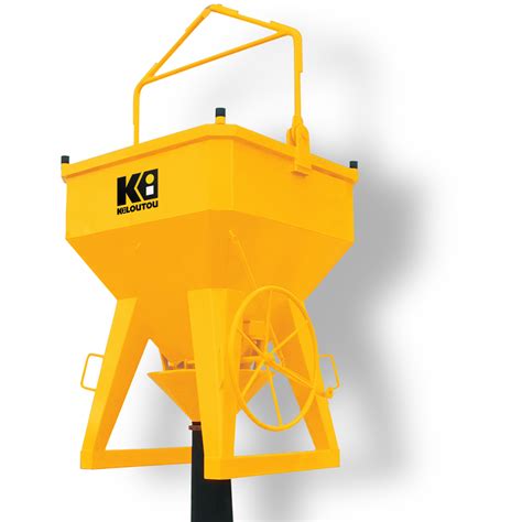 Diagramme illustrant le fonctionnement d'une benne à béton à déversement latéral