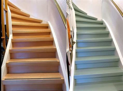 Comparaison peinture et teinture sur bois d'escalier
