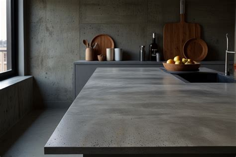 Plan de travail en béton ciré réalisé avec une finition lisse