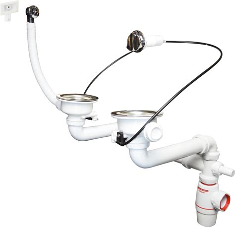 Siphon d'évier double bac avec ses composants