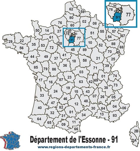 Carte du département de l'Essonne (91) avec des points indiquant des villes mentionnées dans les offres d'emploi (Corbeil-Essonnes, Sainte-Geneviève-des-Bois, Palaiseau, Villebon-sur-Yvette)