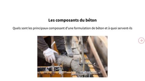 Infographie sur les composants du béton