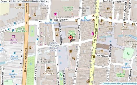 Plan de Villefranche-sur-Saône indiquant les différents quartiers