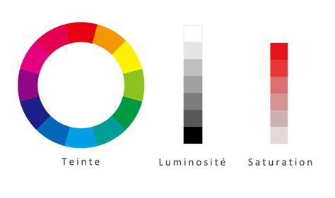 Schéma expliquant la teinte, l'ombre et la tonalité d'une couleur