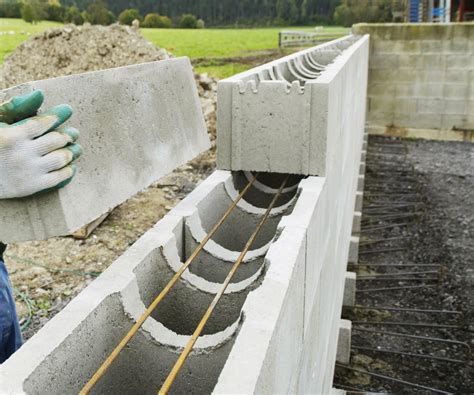 Blocs béton à bancher empilés sur un chantier