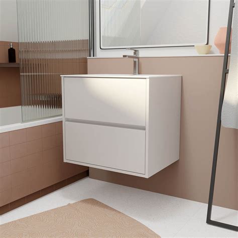 Meuble vasque 60 cm blanc avec plan vasque en céramique