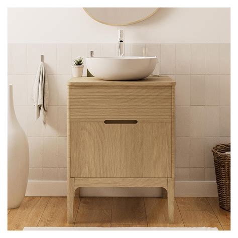 Ensemble meuble vasque 60 cm avec vasque en céramique et miroir