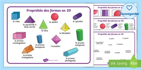 Carte avec différentes formes géométriques et leurs noms