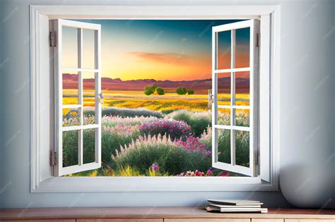 Fenêtre moderne avec vue sur un jardin