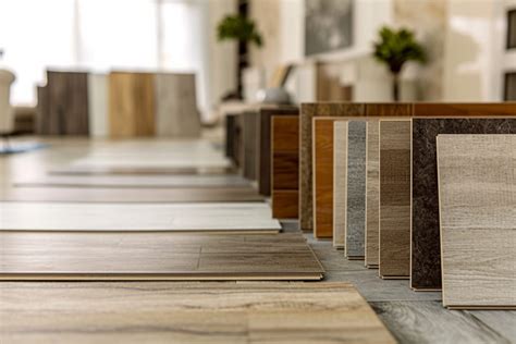 Intérieur d'un show-room de revêtements de sol avec divers échantillons