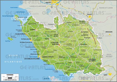 Carte de la Vendée avec des points marquant Poupet et les lieux de tournage du clip