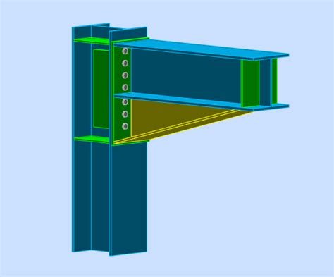 Détail d'un assemblage poteau-poutre avec boulonnerie
