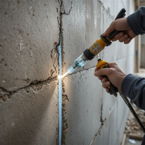 Diagramme illustrant la pénétration d'une résine d'injection dans une fissure