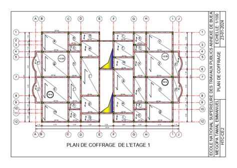 Exemple de cartouche de plan de coffrage avec tous les champs