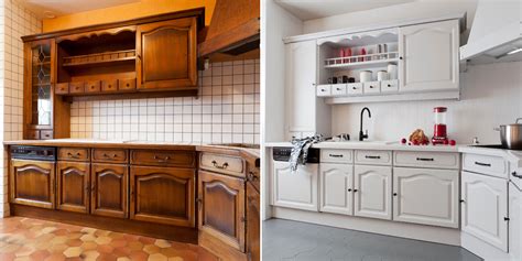 Meubles de cuisine laqués avant et après rénovation