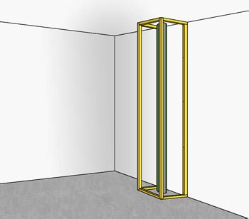 Exemple de coffrage en plaques de plâtre dissimulant des tuyaux de douche