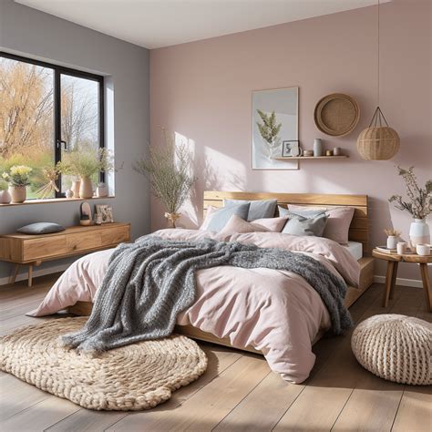 Palette de couleurs rose et gris pour chambre sous comble