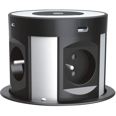 Bloc prises escamotable dans un plan de travail de cuisine