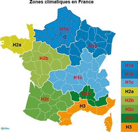 Carte de France des zones climatiques pour le chauffage