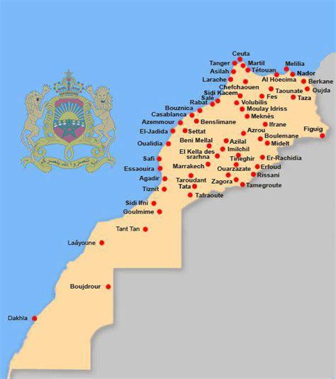 Carte du Maroc avec les villes du rallye marquées